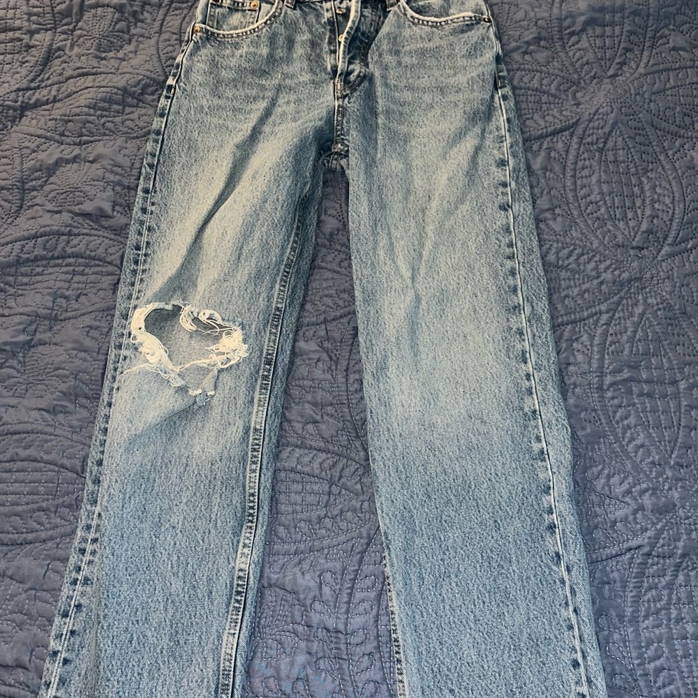 Zara Light Blue Ripped Denim Jeans